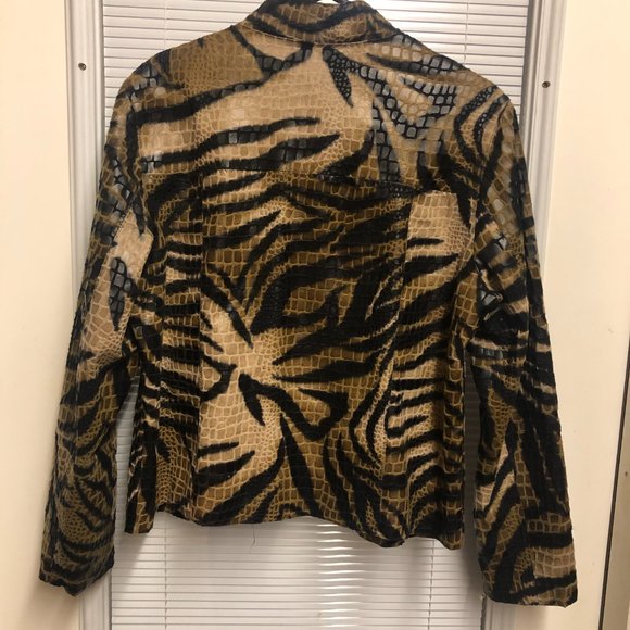 Selene Sport Women's Jacket Blazer Snakeskin Zebra Animal Print Full-zip Sz 12 - Picture 7 of 10
